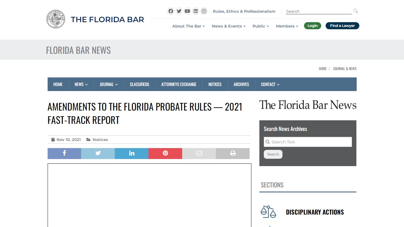 Amendments to The Florida Probate Rules — 2021 Fast-Track Report
