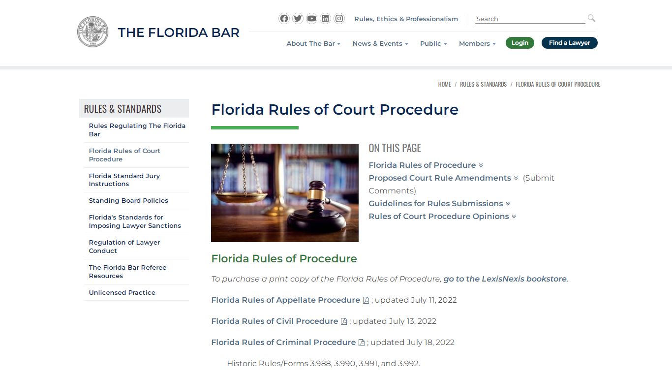 Florida Rules of Court Procedure – The Florida Bar